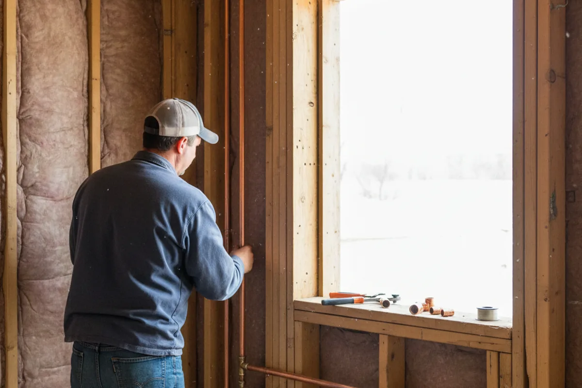 Licensed plumber running new copper supply lines in a Burnet home