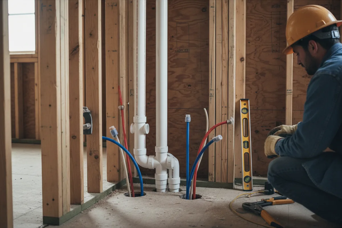 Drain and supply rough-in during Drain Cleaning in Burnet