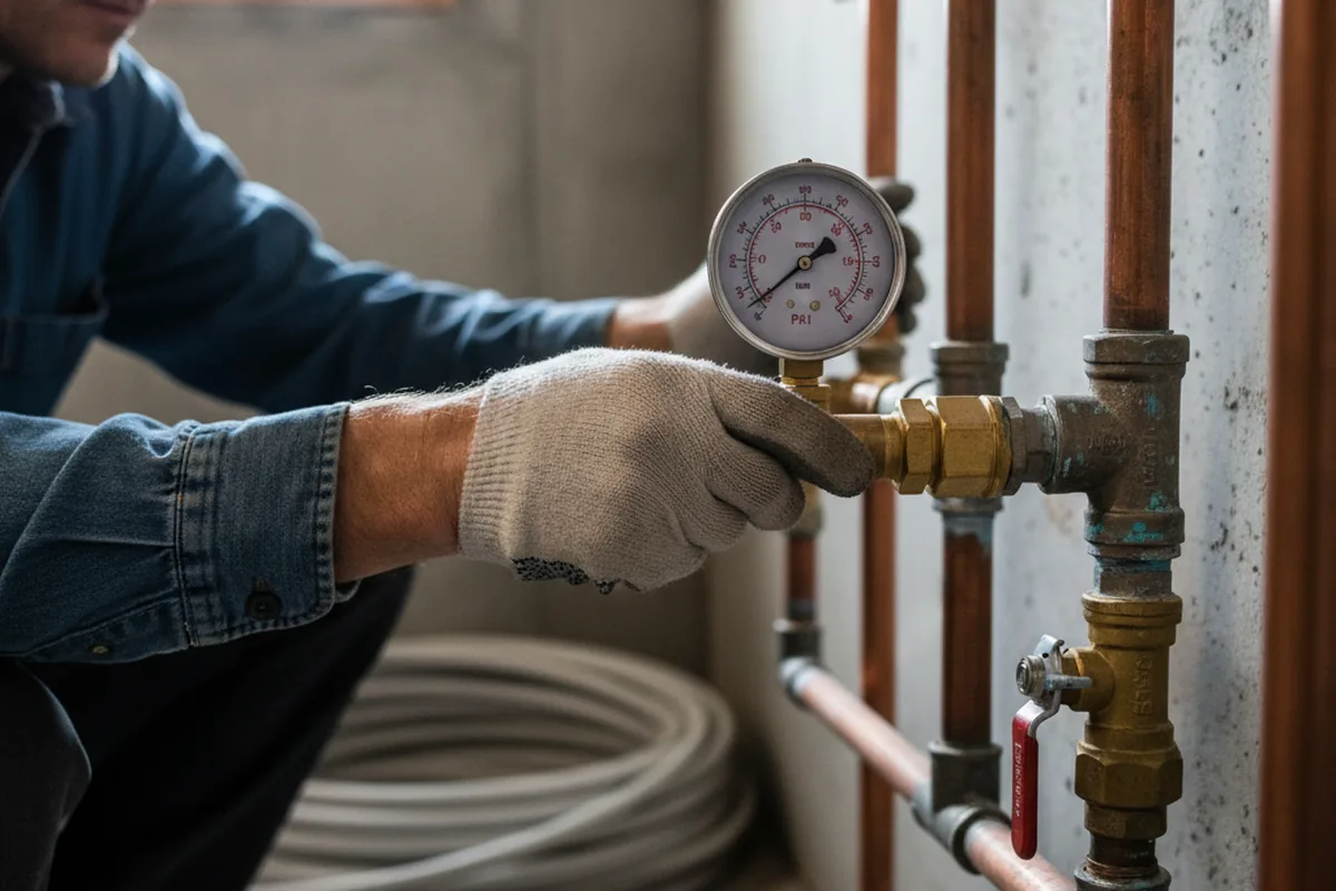 Pressure testing a repaired line during Water Line Repair in Burnet